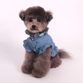 DING DONG PET Dog Mew Denim Crop Harness, 淺藍色