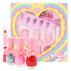 Pink Princess 粉紅之心禮盒, 可撕安全無毒指甲油+指甲貼+潤唇膏+腳分趾器, 1組
