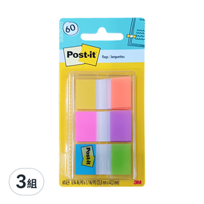 3M Post-it 利貼 抽取式標籤 6色, 60張, 3組