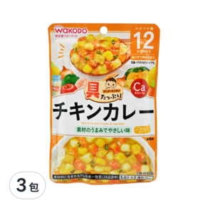 WaKODO 和光堂 嬰兒即食食品, 咖哩雞肉, 80g, 3包