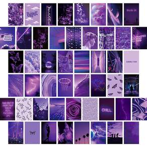 SolRoom 牆壁裝飾復古照片明信片 50件組, 1組, 紫色