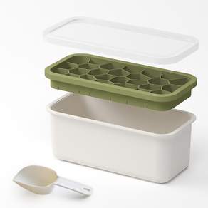 MARI STEIGER 冰格+收納盒+湯匙組, 綠色, 1組