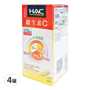 永信藥品 HAC 維生素C1000緩釋錠, 60顆, 4罐