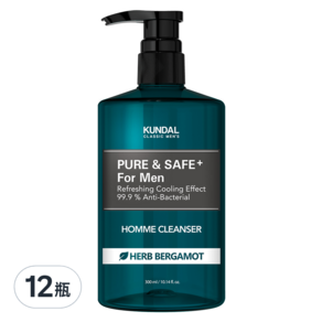 KUNDAL 昆黛爾 清爽型男性護理液 佛手柑香, 300ml, 12瓶