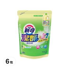 Haiter 新奇 潔艷漂白水 補充包 淡雅花朵香, 1.6L, 6包