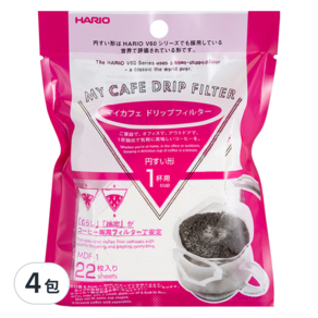 HARIO V60 漂白掛耳式濾紙, 22入, 4包