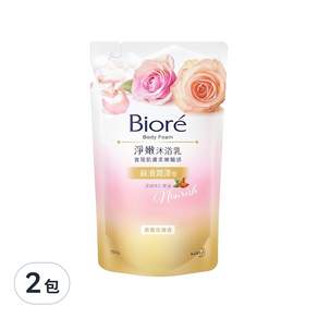 Biore 蜜妮 淨嫩沐浴乳補充包 典雅玫瑰 絲滑潤澤, 700g, 2包