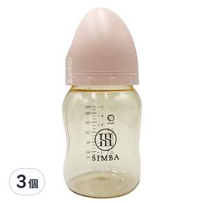 Simba 小獅王辛巴 蘊蜜鉑金PPSU寬口防脹氣奶瓶 0歲以上, 栗粉, 200ml, 3個