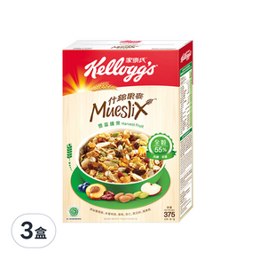 Kellogg's 家樂氏 Mueslix 什錦果麥 葡萄 + 蘋果 + 桃 + 杏仁果口味, 375g, 3盒