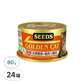 惜時 GOLDEN CAT 健康機能特級金貓小罐 貓副食罐頭, 白身鮪魚+雞肉+蟹肉, 80g, 24罐