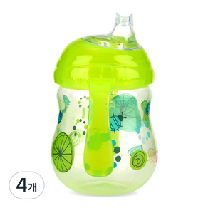 Nuby Click It 可愛吸嘴杯 270ml, 綠色, 4個