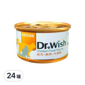 惜時 Dr. Wish 貓罐, 雞肉+鮪魚+牛磺酸, 85g, 24罐