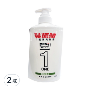 MEN's Biore ONE 髮顏體全效潔淨露 爽勁草本, 480ml, 2瓶