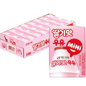 Binggrae 迷你草莓牛奶, 120ml, 24入