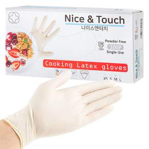 Nice&Touch 萬用料理乳膠手套, 白, 中(M), 1盒