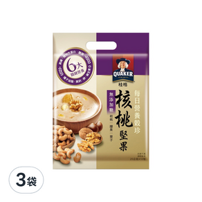 QUAKER 桂格 核桃堅果穀珍 無糖, 25g, 10包, 3袋