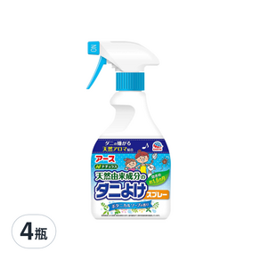 EARTH 地球製藥 布製品驅蟎噴霧 植物皂香, 350ml, 4瓶