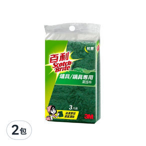 3M Scotch-Brite 百利 爐具鍋具專用菜瓜布 3入, 3片, 2包