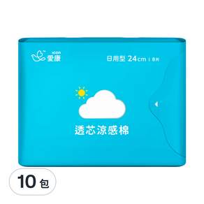 icon 愛康 涼感衛生棉 日用型, 24cm, 8片, 10包