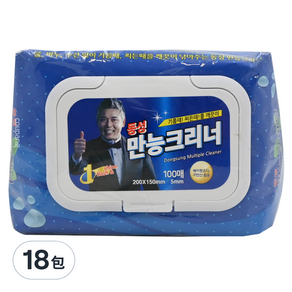 Dongsung Cleaner 掀蓋式萬用濕紙巾 100張, 18包