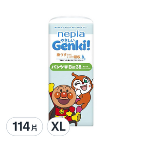 nepia 王子 Genki 日本製 麵包超人褲型尿布, XL, 114片