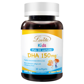 Lovita 愛維他 兒童魚油 軟膠囊 含DHA 150mg 檸檬味, 30顆, 1罐