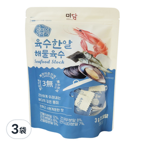 Midam 美淡 韓國片裝高湯塊 海鮮風味, 3g, 30包, 3袋