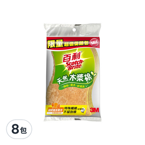 3M Scotch-Brite 百利 細緻餐具專用木漿棉菜瓜布組, 3入, 8包