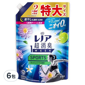 Lenor 蘭諾 1WEEK 一週間衣物消臭柔軟精 運動專用清香補充包, 920ml, 6包