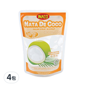 INACO Nata De Coco Mango 芒果椰果, 360ml, 4包