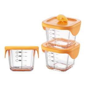 Locknlock 樂扣樂扣 副食品保鮮盒 透氣孔蓋款, 橘色, 260ml, 3入
