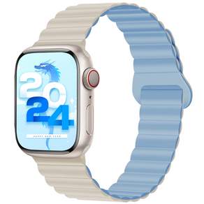 Digigi Apple Watch 相容矽膠連結磁力錶帶, 淡藍色