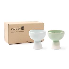 KwangJuYo Casual Line仰鐘杯2件組, 米白色+淺綠色, 1組