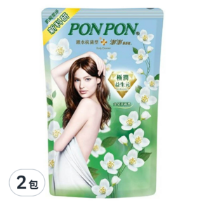 PON PON 澎澎 香浴乳補充包 鎖水抗菌型 金朵茉莉香, 700g, 2包