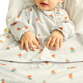 babyclo 多功能防水長袖圍兜 拉鍊款 6個月-3歲, 灰色胡蘿蔔款, 1件