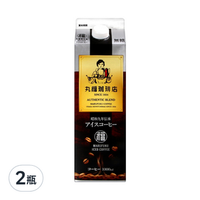 丸福珈琲店 咖啡 無糖, 1L, 2瓶