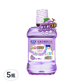 Shallop 刷樂 兒童含氟漱口水 葡萄口味, 500ml, 5瓶