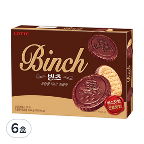 LOTTE 樂天 Binch 巧克力餅乾, 204g, 6盒