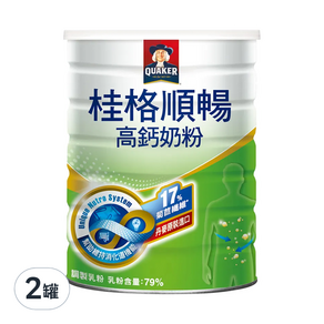 QUAKER 桂格 高鈣順暢奶粉, 750g, 2罐