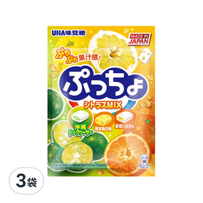 UHA 味覺糖 普超軟糖 綜合柑橘味, 90g, 3袋