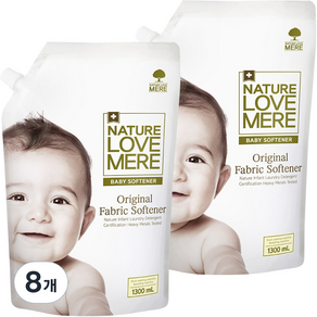 Nature Love Meret Original Baby Fabric Softener Herb Garden Flavor Refill, 1300毫升, 8個