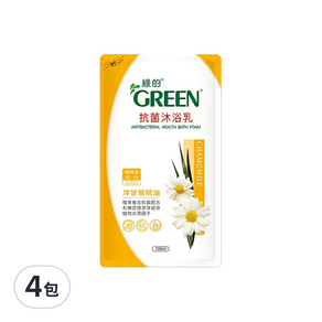 GREEN 綠的 抗菌沐浴乳 洋甘菊精油 補充包, 700ml, 4包