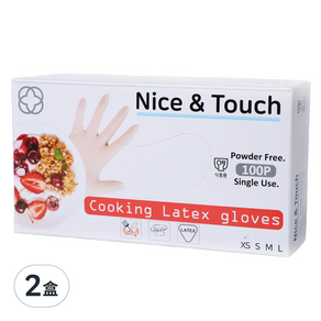 Nice&Touch 萬用料理乳膠手套 100入, M, 白色, 2盒