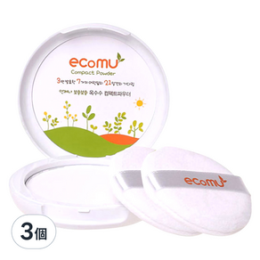 ecomu 粉餅型痱子粉, 20g, 3個
