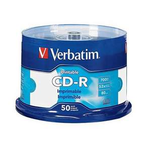 Verbatim CD-R 700mb 可打印 52X 空白光盤蛋糕 50p, 98473