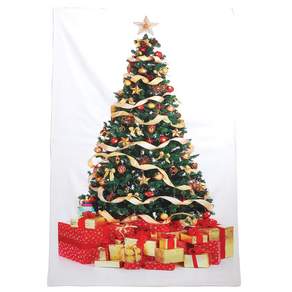 聖誕樹掛布+暖白光燈串+掛旗, 混色