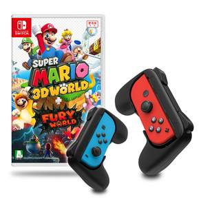 Nintendo 任天堂 Switch 超級馬里奧 3D World Fury World + Joy-Con Play Grip 2p 套組, 黑色（握把）