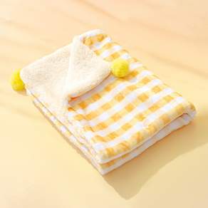 Lanboer 寵物舒適格子泡泡絨毛毯, 黃色