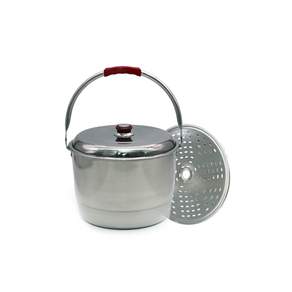 STF 電磁爐適用不鏽鋼手提湯鍋+蒸盤+鍋蓋, 29cm, 銀色