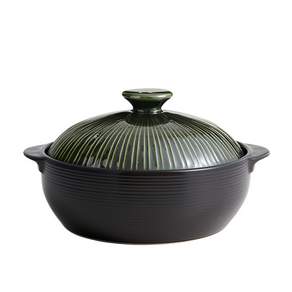 LIHAN Line Pot系列 無裂紋材質耐熱砂鍋 綠色 22cm, 1個